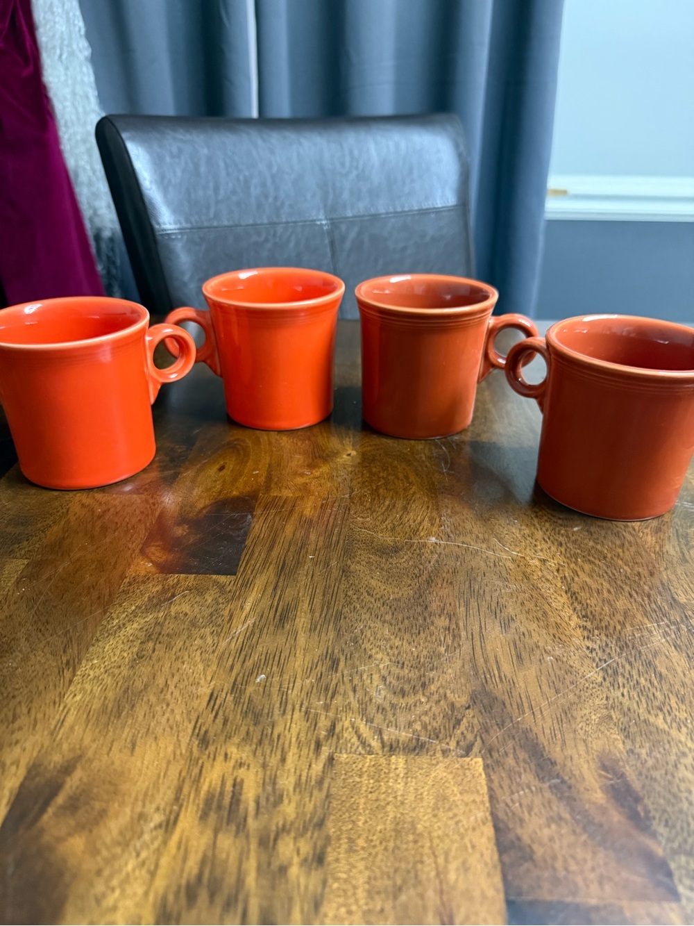 Orange and dark orange Ceramic Coffee Mugs - Set of 4 Fiesta
